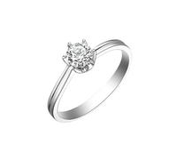 Stfery Bague solitaire en or blanc 9 K/14 K/18 carats - Couronne classique à six griffes - Pour femme - Avec diamant naturel 0,5 ct - Taille 47-65, 52 (16,6), Métal, Diamant