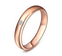 Stfery Bague solitaire en or rose 18 carats avec diamant - Bijou en or véritable pour femme, 49 (15.6), Métal, Diamant