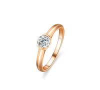 Stfery Bague solitaire en or rose 18 carats personnalisée, 0,5 ct rond moissanite pour femme, 4, Métal, Moissanite
