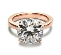 Stfery Bague solitaire en or rose 18 carats Stfery 18 carats personnalisée, bague classique en moissanite ronde à 4 griffes pour femme, 10, Métal, Moissanite