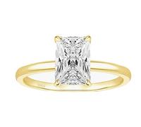 Stfery Bague Solitaire Halo Rectangulaire en Argent 925, Bague Mariage Femme Doré Incrustée de Zircone Radiant 3ct,7x9mm Classique Taille 57