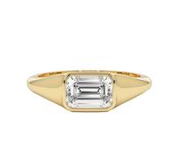 Stfery Bague solitaire pour femme en or 9 K/14 K/18 carats avec émeraude de 1 carat