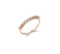 Stfery Bagues de fiançailles en or rose 9K/14K/18K pour elle, demi-éternité, empilable, alliance en or véritable avec diamants naturels ronds 0,17 ct personnalisables, 7, Métal, Diamant
