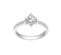 Stfery Bagues de promesse en or blanc 9 K/14 K/18 carats pour elle, bague de mariage en or blanc avec moissanite princesse 0,6 ct personnalisée, T 1/2, Métal, Moissanite