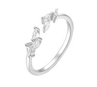 Stfery Bagues pour femme - Or blanc - 1,5 x 2,5 mm - Taille marquise - Moissanite blanche - Bague réglable 14 carats - 45 (14,3) à 62 (19,7)