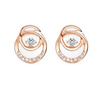 Stfery Boucles d'oreilles à tige en or 9K/14K/18K pour femme, boucles d'oreilles cercles entrelacés avec diamant 0,06 ct or rose, Unique, Métal, Diamant