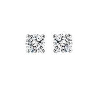 Stfery Boucles d'oreilles à tige en or blanc avec diamants 18 carats, solitaire rond à 4 pointes, boucles d'oreilles diamant 0,4 carat, or 18 carats pour femme