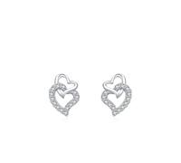 Stfery Boucles d'oreilles en or 9/14/18 carats, moissanite, cœurs entrelacés, boucles d'oreilles en or véritable, Unique, Métal, Moissanite