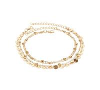 Stfery Bracelet de cheville pour femme, chaîne de cheville avec perles plaquées or, chaîne à paillettes, bijou pour femme, 27 cm, Plastique, No Gemstone