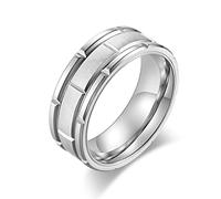 Stfery Cadeau d'amour, Alliance Homme Moderne Acier Inoxydable Combinaison de Dessins de Style Européen Cadeau Anniversaire Argent 56.5