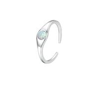 Stfery Chevalière ouverte en or blanc 9K/14 carats avec opale blanche et véritable bague de fiançailles pour femme, 9.5, Or blanc, Opale