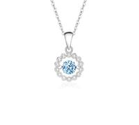 Stfery Collier avec pendentif couronne en or 9/14/18 carats avec topaze ronde de 0,5 carat et moissanite en or véritable, Métal, Topaze Moissanite