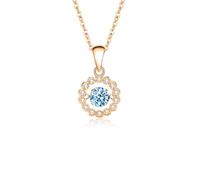 Stfery Collier avec pendentif couronne en or 9/14/18 carats avec topaze ronde de 0,5 carat et moissanite en or véritable, Métal, Topaze Moissanite