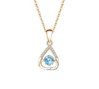 Stfery Collier avec pendentif en forme de cœur en or 9/14/18 carats avec topaze ronde de 0,5 carat et moissanite en or véritable, Métal, Topaze Moissanite