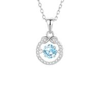 Stfery Collier en or 9/14/18 carats avec pendentif en forme de cercle infini avec topaze ronde de 0,5 ct sertie de diamants en or véritable, Métal, Topaze Diamant
