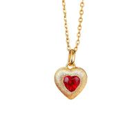 Stfery Collier en or 9 K/14 K/18 carats pour femme, pendentif vintage en forme de cœur brossé avec rubis cultivé en laboratoire 0,7 ct, collier en or jaune, 40+5cm, Métal, Rubis cultivés en