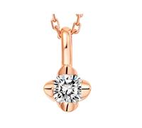 Stfery Collier en or 9K/14K/18K pour femme, pendentif trèfle avec diamants naturels 0,1 ct, collier or rose, 40+5cm, Métal, Diamant