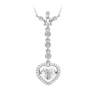 Stfery Collier en or blanc 9 carats avec pendentif couronne en forme de cœur avec diamant 0,16 carat, bijou en or véritable, pour femme, mariage Au375 personnalisé