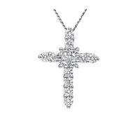 Stfery Collier en or blanc 9 carats avec pendentif en forme de croix scintillante avec diamant de 0,3 carat, chaîne pour femme Au375 véritable bijoux personnalisés