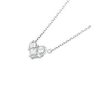 Stfery Collier en or blanc 9 K/14 K/18 carats, trois étoiles, en forme de cœur, avec diamant 0,3 carat, pendentif pour femme, en or véritable personnalisé, 40+5cm, Métal, Diamant