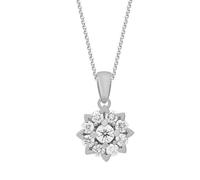 Stfery Collier en or blanc 9K/14K/18K, pendentif bouquet avec diamants naturels 0,23 ct, collier en or véritable pour femme, 40+5cm, Métal, Diamant