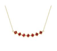Stfery Collier en or jaune 9 K/14 K/18 carats pour femme, collier délicat en or véritable avec rubis princesse 0,5 ct, 40+5cm, Métal, Rubis