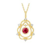 Stfery Collier en or jaune 9K/14K/18K, pendentif vintage en forme de goutte d'eau avec rubis 0,25 ct et diamants, collier en or véritable pour femme, 40+5cm, Métal, Rubis