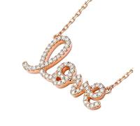 Stfery Collier en or rose 18 carats, collier d'amour scintillant avec diamant 0,18 carat, pendentif pour femme Au750 véritable bijoux personnalisé