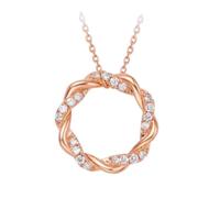 Stfery Collier en or rose 9 K/14 K/18 carats, avec pendentif en forme de couronne avec diamant 0,16 carat, bijou pour femme, personnalisable, 40+5cm, Métal, Diamant