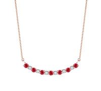 Stfery Collier en or rose 9 K/14 K/18 carats, collier avec rubis 0,47 ct et diamant, pendentif pour femme, mariage, véritable bijou personnalisé, 40+5cm, Métal, Rubis Diamant