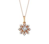Stfery Collier en or rose 9 K/14 K/18 carats pour elle, pendentif bouquet de flocons de neige avec diamants naturels 0,04 ct, collier en or véritable, 40+5cm, Métal, Diamant