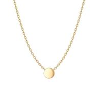 Stfery Collier Étiquette Ronde en Argent, Collier Femme Plaqué Or Fantaisie
