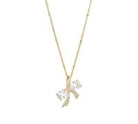 Stfery Collier Femme Plaqué Or Pendentif Nœud Papillon Incrusté de Zircone, Collier Or Fantaisie