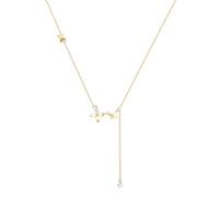 Stfery Collier Papillons Fleur Oxyde de Zirconium en Pampille Argent 925, Collier Femme Plaqué Or Fantaisie