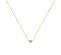 Stfery Collier Pendentif Cœur Oxyde de Zirconium Rose Argent Sterling, Collier Femme Plaqué Or Fantaisie