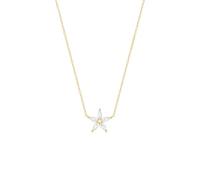 Stfery Collier Pendentif Fleur en Oxyde de Zirconium Scintillant Argent Massif, Collier Femme Plaqué Or Fantaisie