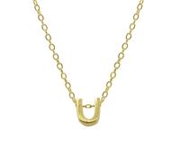 Stfery Collier Pendentif Lettre U Argent, Collier Femme Plaqué Or Fantaisie