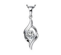 Stfery Collier pour femme en or blanc 9 carats, avec pendentif solitaire élégant avec diamant cultivé en laboratoire 0,5 carat, chaîne en or Au375, véritable bijou personnalisé