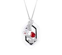 Stfery Collier pour femme en or blanc 9 K/14 K/18 K, pendentif vintage de jardin chinois avec ru e culture en laboratoire 1 ct et moissanite pavé, chaîne en or véritable, personnalisée, 40+5cm