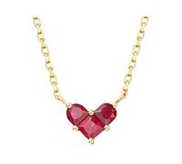 Stfery Collier rubis en or jaune 9K/14K/18K, pendentif en forme de cœur puzzle avec rubis 0,21 ct, collier en or véritable pour elle, 40+5cm, Métal, Rubis