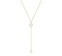 Stfery Collier Y Double Perles en 925 Argent, Collier Femme Plaqué Or Fantaisie