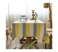 Stfery Nappe 90x90 cm en Polyester, Jaune, Nappe Carrée Anti Tache, Motif Rayures Scandinave, Picnic Couverture