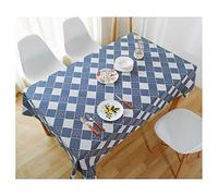 Stfery Nappe Carrée Anti Tache 140x140 cm, Bleu Marine, Nappe en Coton Lin, Motif Vagues Style Japonais, Toile de Fond Décoration, Style 1