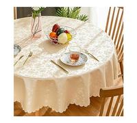 Stfery Nappe Ronde 220 cm en Polyester, Champagne, Nappe Impermeable Jacquard Floral, Toile de Fond Décoration