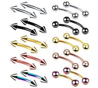 Stfery Piercing Boule, Piercing Arcade Homme Acier Chirurgical 16G Multicolore Barre Incurvée Ball-Curved Bar Cone Bijoux 1.2X8MM 20Pcs