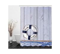 Stfery Rideau Douche Imperméable Anti Moisissure, Rideaux de Douche Salle de Bain Brun Clair Conseil Bouée de Sauvetage 150x200 Decor Polyester