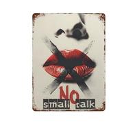 STFHRTFGGH Panneau « No Small Talk » - Décoration murale en métal - 40 x 30 cm