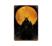 STFHRTFGGH Samurai Warrior Under The MoWall Decor Art Metal Tin Poster Modern Bar Decorations30 x 20 cm