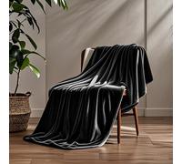STGAO Couverture Flanelle 90 x 200 cm Haute Qualité Peluche Chaud Couverture Jetée de Canapé Personnalisation du Support pour Printemps, Été, Automne et Hiver., Noir