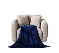 STGAO Couverture Lit 2 Personnes 100 x 240 cm Utilisable des Deux Côtés Couverture Flanelle Légère et Confortableen pour Printemps, Été, Automne et Hiver, Bleu Foncé